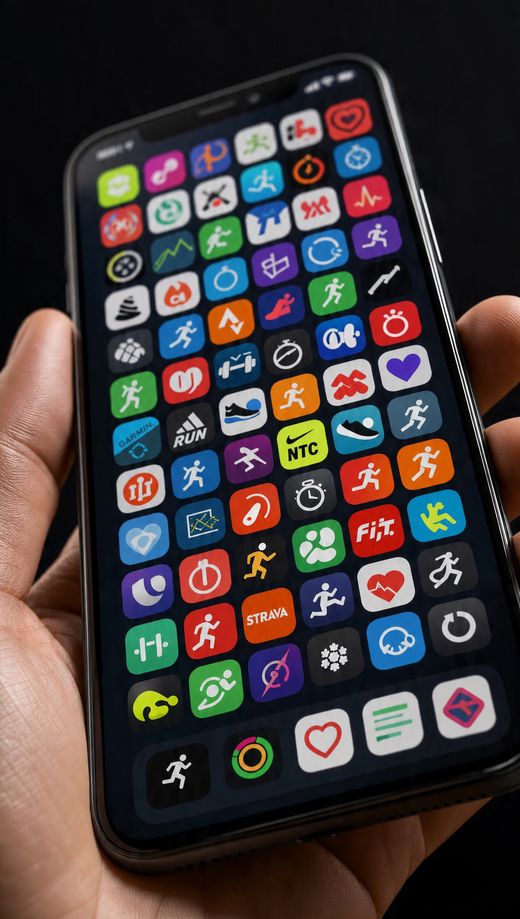 The problem — a phone cluttered with fitness apps